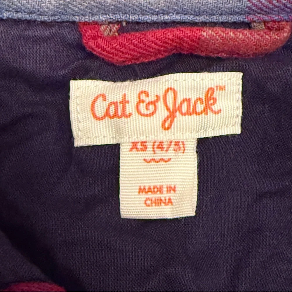 Share Cat & Jack Unisex Plaid Shirt Jacket Shacket Long Sleeve Size XS 4/5
